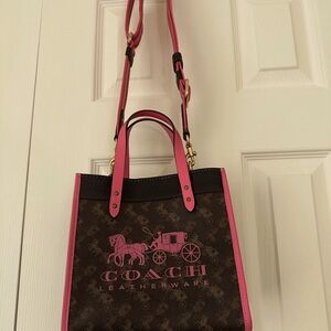 Coach Pink and Brown Signature Tote Bag